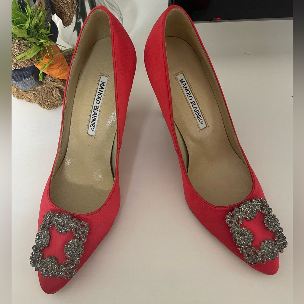 Manolo Blahnik high heels red shoes size 37